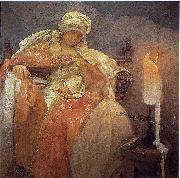 Alphonse Mucha Woman With a Burning Candle Germany oil painting artist